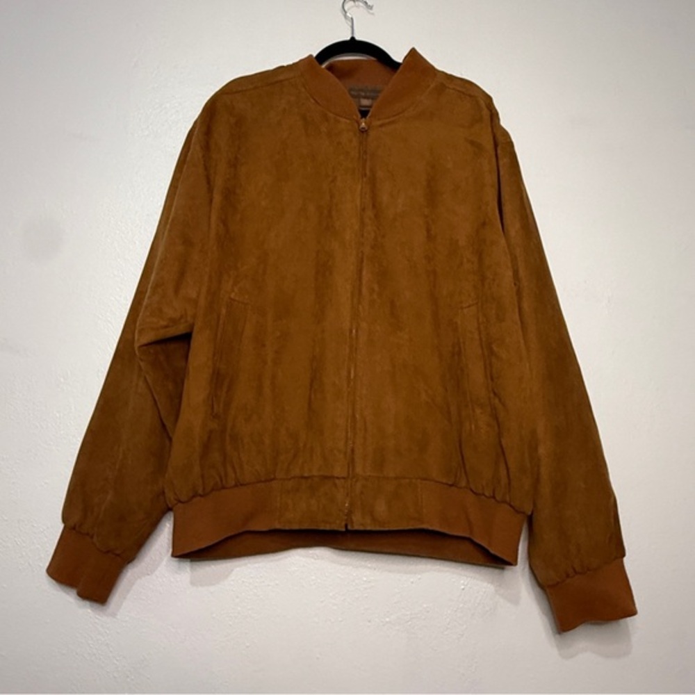 Sette Ponti Men's Vegan Suede Chestnut Brown Bomber Jacket Fully lined. XL.